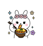 食事する白うさぎ①（個別スタンプ：18）