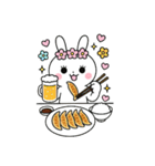 食事する白うさぎ①（個別スタンプ：24）