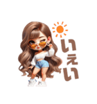 ♡ゆるふわギャルの夏♡（個別スタンプ：1）