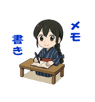 藍染めの着物を着た女の子（個別スタンプ：21）