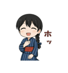 藍染めの着物を着た女の子（個別スタンプ：24）