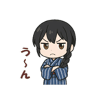藍染めの着物を着た女の子（個別スタンプ：37）