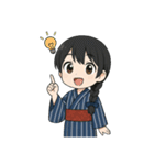 藍染めの着物を着た女の子（個別スタンプ：39）