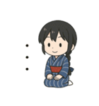 藍染めの着物を着た女の子（個別スタンプ：40）