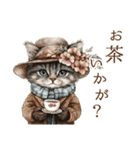 ビンテージ水彩画のねこ（個別スタンプ：10）