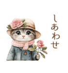 ビンテージ水彩画のねこ（個別スタンプ：22）