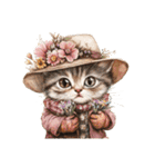 ビンテージ水彩画のねこ（個別スタンプ：37）