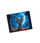 Scary Cat【ネコヤギ】英語.猫.夜の海.月（個別スタンプ：5）