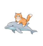 動物に乗っている猫（個別スタンプ：4）