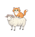 動物に乗っている猫（個別スタンプ：8）