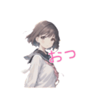 水彩画風女子イラストスタンプ（個別スタンプ：5）