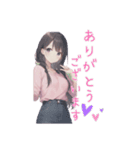 水彩画風女子イラストスタンプ（個別スタンプ：13）