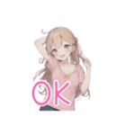 水彩画風女子イラストスタンプ（個別スタンプ：21）