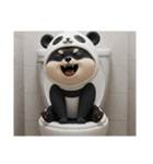 パンダの着ぐるみシリーズ豆柴犬の黒チビ（個別スタンプ：13）