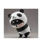 パンダの着ぐるみシリーズ豆柴犬の黒チビ（個別スタンプ：20）