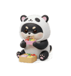 パンダの着ぐるみシリーズ豆柴犬の黒チビ（個別スタンプ：24）