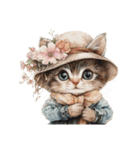 ビンテージ水彩画のねこ(文字なし)（個別スタンプ：1）