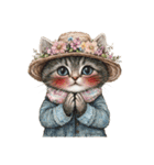ビンテージ水彩画のねこ(文字なし)（個別スタンプ：2）