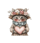 ビンテージ水彩画のねこ(文字なし)（個別スタンプ：3）