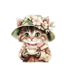 ビンテージ水彩画のねこ(文字なし)（個別スタンプ：5）