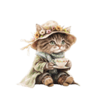 ビンテージ水彩画のねこ(文字なし)（個別スタンプ：7）