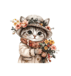 ビンテージ水彩画のねこ(文字なし)（個別スタンプ：9）