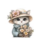 ビンテージ水彩画のねこ(文字なし)（個別スタンプ：11）