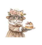 ビンテージ水彩画のねこ(文字なし)（個別スタンプ：13）