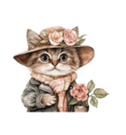 ビンテージ水彩画のねこ(文字なし)（個別スタンプ：15）