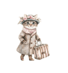 ビンテージ水彩画のねこ(文字なし)（個別スタンプ：17）