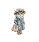 ビンテージ水彩画のねこ(文字なし)（個別スタンプ：19）