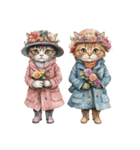 ビンテージ水彩画のねこ(文字なし)（個別スタンプ：21）