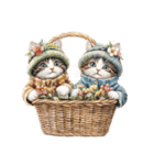 ビンテージ水彩画のねこ(文字なし)（個別スタンプ：24）