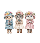 ビンテージ水彩画のねこ(文字なし)（個別スタンプ：25）