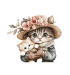 ビンテージ水彩画のねこ(文字なし)（個別スタンプ：30）
