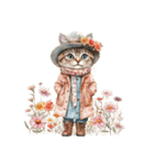 ビンテージ水彩画のねこ(文字なし)（個別スタンプ：33）