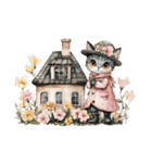 ビンテージ水彩画のねこ(文字なし)（個別スタンプ：34）