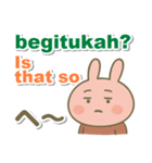 インドネシア語＋英語＋日本語 ウサギ（個別スタンプ：16）