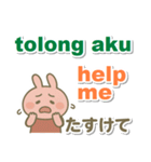 インドネシア語＋英語＋日本語 ウサギ（個別スタンプ：19）