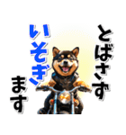 ツーリング♡バイク好き 黒柴 (春夏)（個別スタンプ：14）