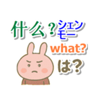 中国語（簡体）＋英語＋日本語 桃色うさぎ（個別スタンプ：15）
