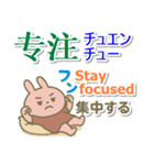 中国語（簡体）＋英語＋日本語 桃色うさぎ（個別スタンプ：22）