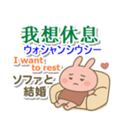中国語（簡体）＋英語＋日本語 桃色うさぎ（個別スタンプ：27）