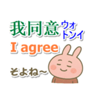 中国語（簡体）＋英語＋日本語 桃色うさぎ（個別スタンプ：30）