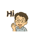 眼鏡をかけたハンサムな少年（個別スタンプ：1）