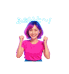 シティーポップな彼女のネオンカラー背景無（個別スタンプ：4）