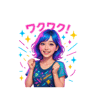 シティーポップな彼女のネオンカラー背景無（個別スタンプ：27）