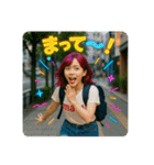 リアルな女の子の友達彼氏メッセージ背景付（個別スタンプ：31）