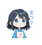 ゆるいエプロンの女の子スタンプ（個別スタンプ：3）