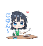ゆるいエプロンの女の子スタンプ（個別スタンプ：18）